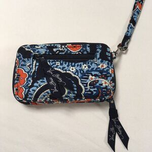 Vera Bradley Blue Orange Pattern Zip Around Wristlet Wallet  Quilted Cozy Y2K